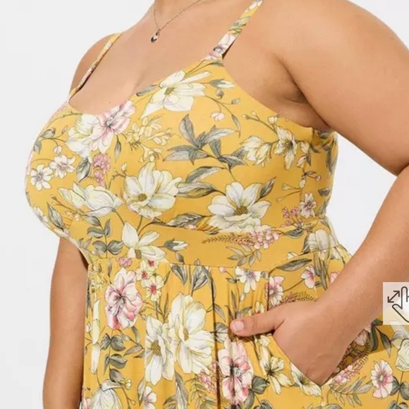 Torrid A line Maxi dress women’s yellow floral size 2x - Picture 11 of 11